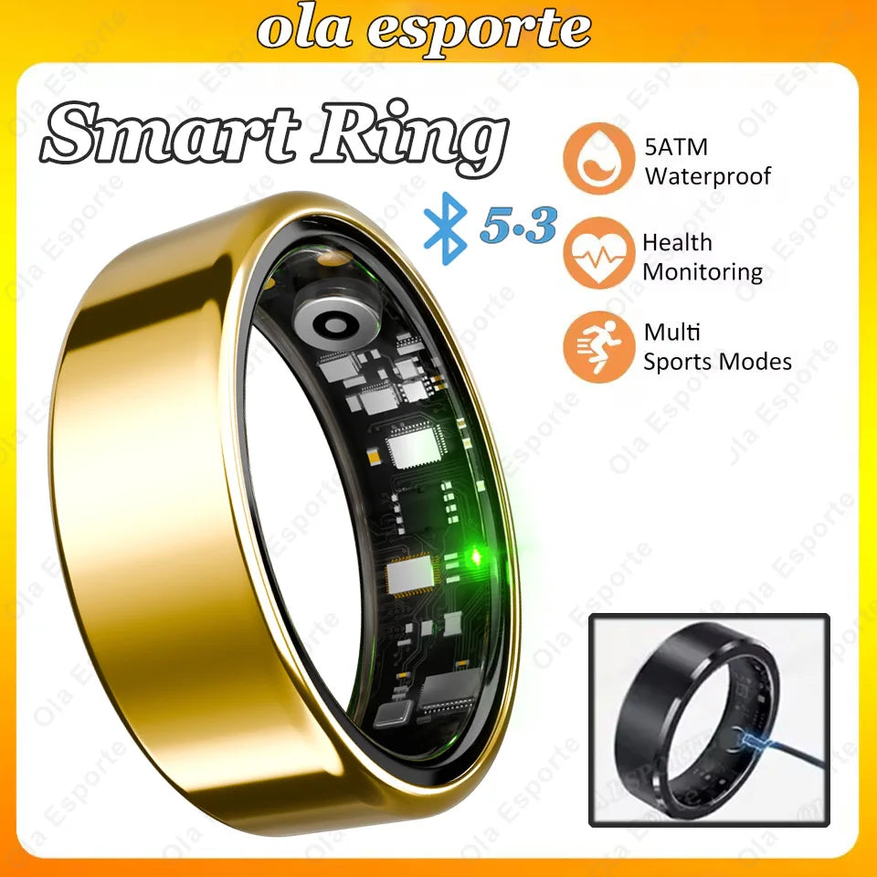 2026 New Smart Ring Men Women, Heart Rate Blood Oxygen and Sleep Monitor Smartring IP68 & 5ATM Waterproof, Multi-sport Mode Ring Peaceful Pleasures Health and Wellness Gold 11