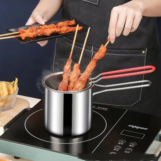 Stainless Steel Deep Fryer With Frying Basket Multifunctional Small Pot Kitchen Specific Frying Chicken And Other Cooking Tools Peaceful Pleasures Health and Wellness