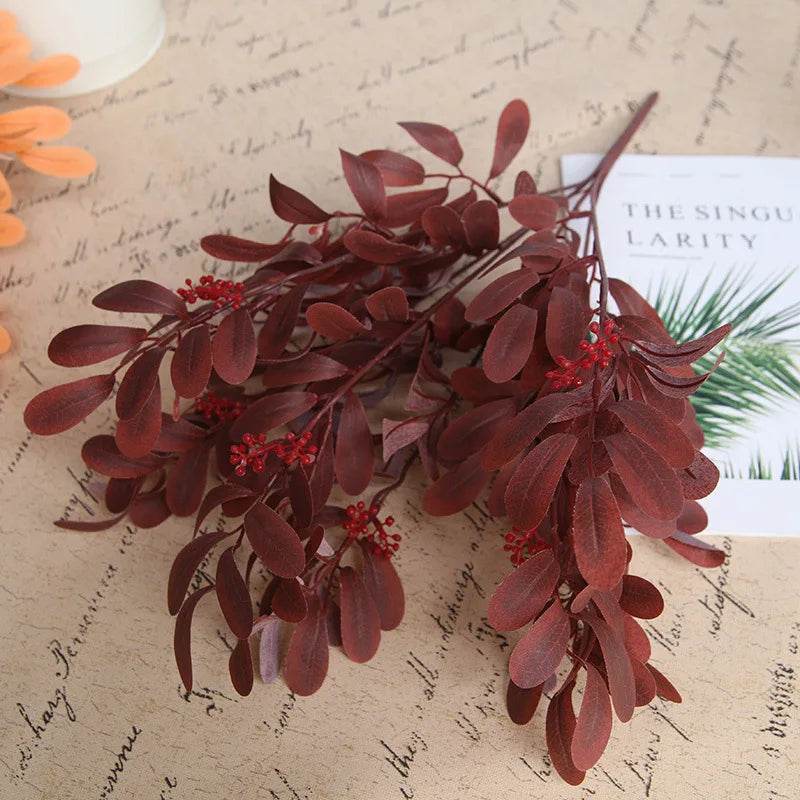 Silk Artificial Willow Bouquet | Fake Green Leaves for Home & Wedding