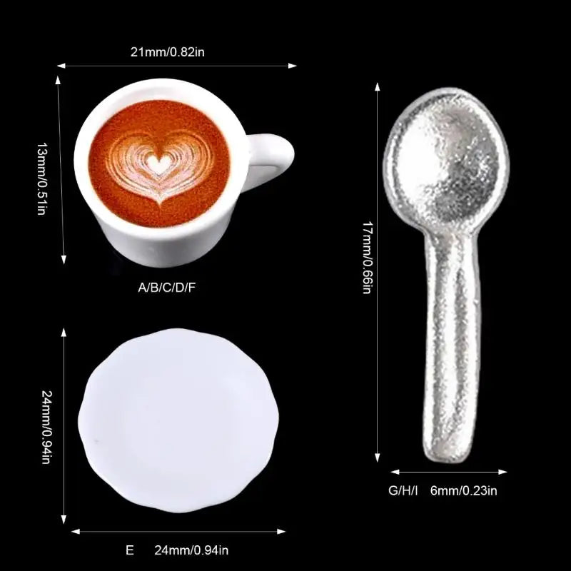 Miniature Coffee Cup Saucer & Spoon Set | Dollhouse Pretend Play