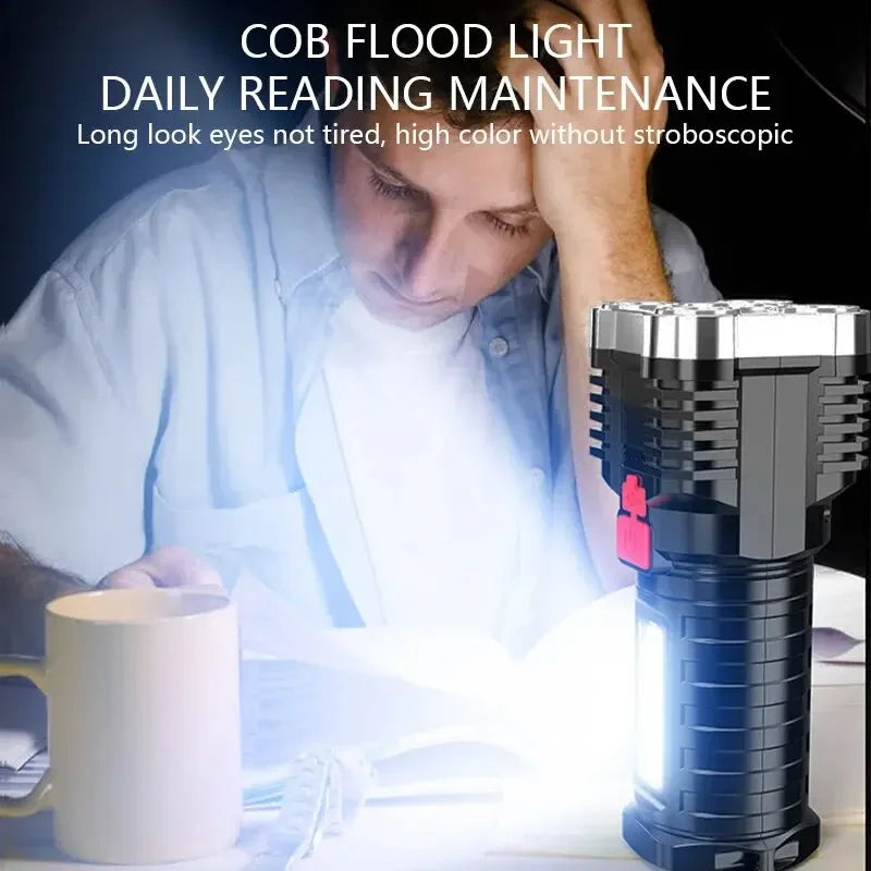 5-LED Rechargeable Camping Flashlight with Side Light & 3 Modes