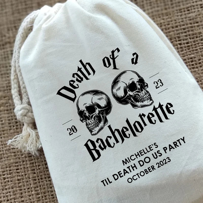 5-Pack Personalized Gothic Bachelorette Hangover Kit Bags | Halloween