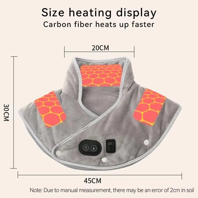 Electric Heating Shoulder Neck Pad Cervical Wrap with Three Gear Thermal Compress Massager Vibration Warm Back Relaxation Tool Peaceful Pleasures Health and Wellness
