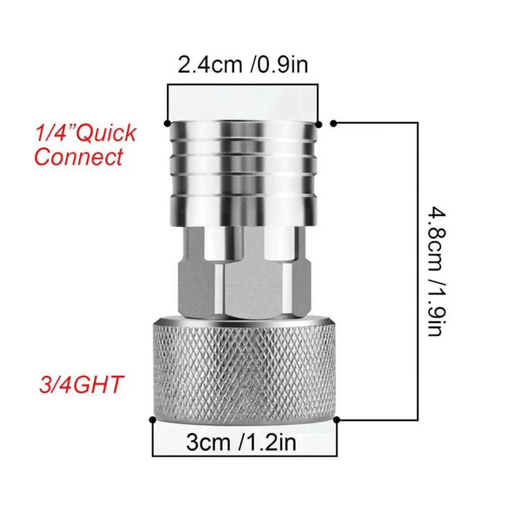 Garden Hose To Pressure Washer Fitting 3/4 GHT To 1/4-inch Attachment Pressure Washer Quick Convert Kit For Plant Watering Patio Peaceful Pleasures Health and Wellness China Mainland Silver