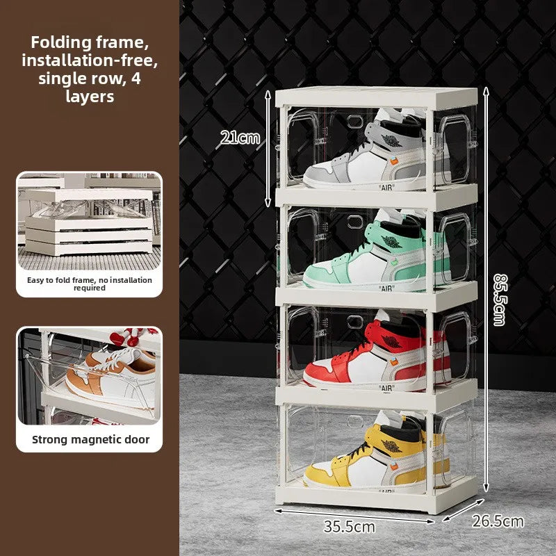 Upgraded Multi-Tier Clear Shoe Rack Heavy-Duty Unified Cabinet Large Capacity Transparent Dust-Proof Organizer for Home Entryway Peaceful Pleasures Health and Wellness Single 4 Transparent