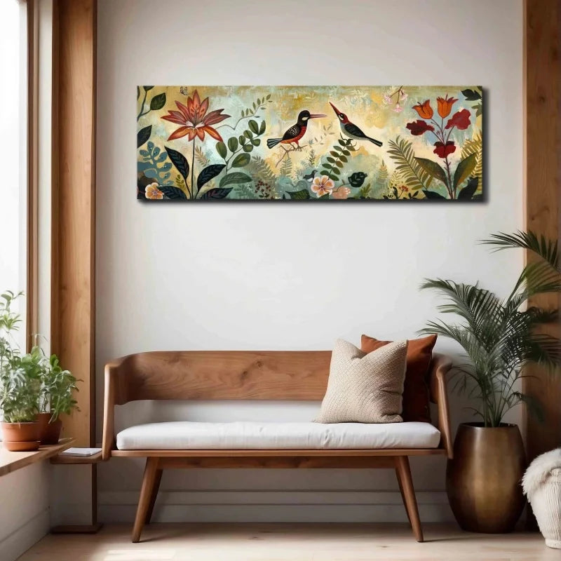 Vintage Botanical Canvas Wall Art | Panoramic Floral Print Botanical Canvas Print Peaceful Pleasures Health and Wellness