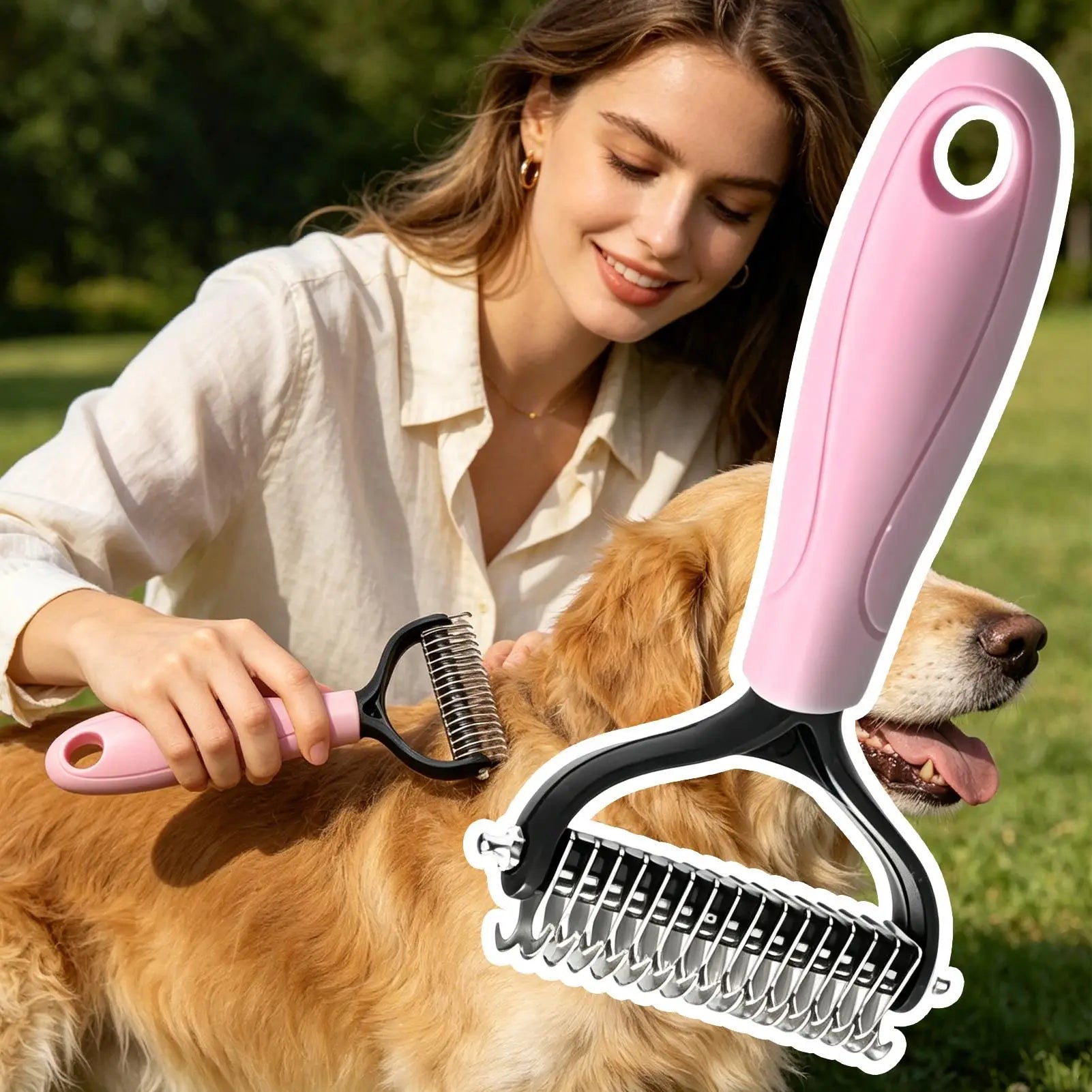 Double-Sided Pet Deshedding Brush & Dematting Comb | Dogs & Cats Pet Deshedding Brush Peaceful Pleasures Health and Wellness