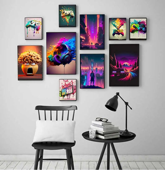 Colorful Game Controller Wall Art Poster Prints Nordic Aesthetic Picture Canvas Painting Gaming Boy Room Home Decoration Peaceful Pleasures Health and Wellness