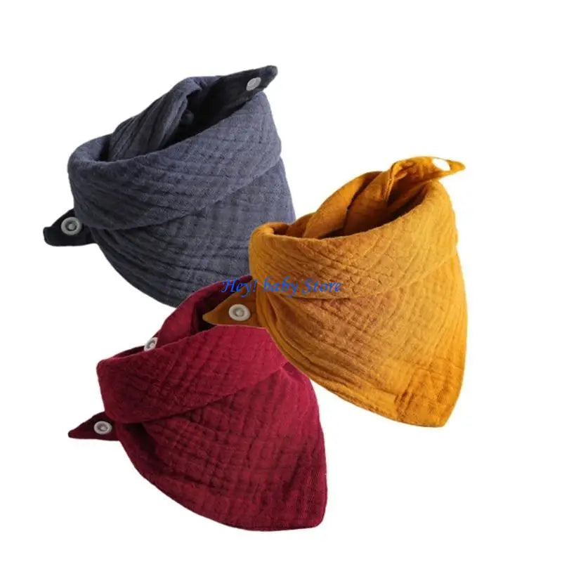 Baby Muslin Drool Bibs 3-Pack | Soft Absorbent Cotton Teething
