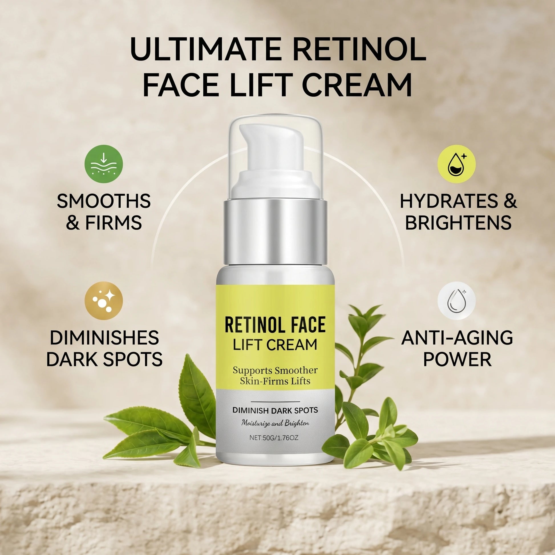 Retinol Face Cream Dark Spot Corrector Firming Lifting & Brightening Moisturizer Restores Elasticity Hydrate Repairing Skin Care Peaceful Pleasures Health and Wellness