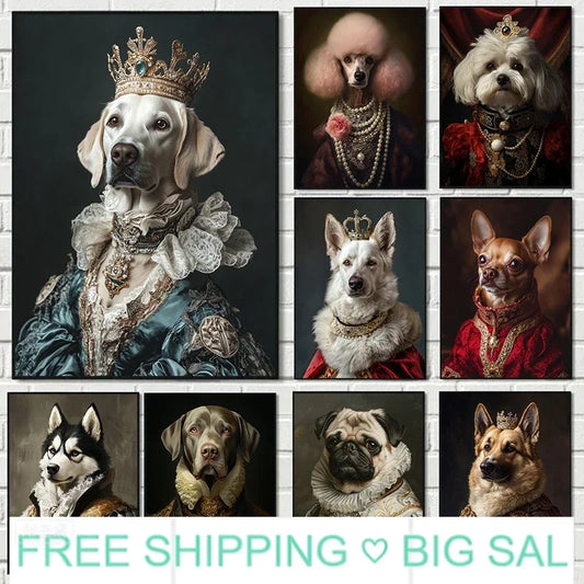 Funny Renaissance Labrador Dog Canvas Wall Art | Royal Pet Portrait Canvas Wall Art Peaceful Pleasures Health and Wellness