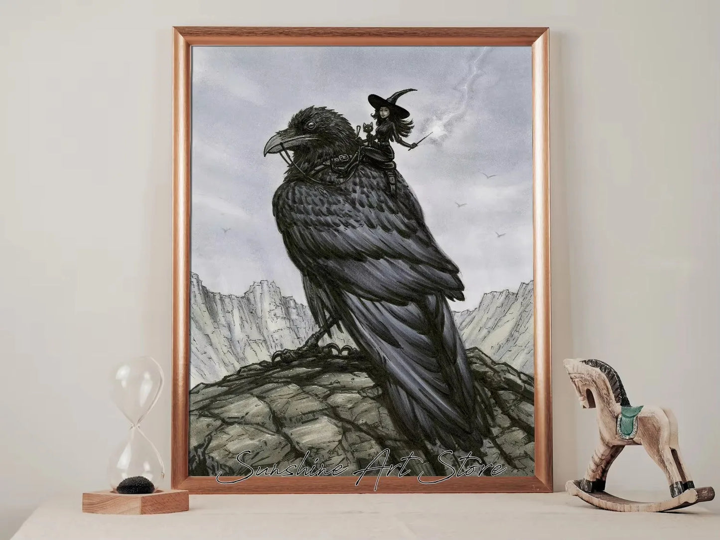 Witch Dark Goddess Black Magic Poster Canvas Printing Witch Black Cat Wall Art Decor Gothic Style Girls Room Bar Wall Decoration Peaceful Pleasures Health and Wellness ZLH5264 80x120cm No Frame