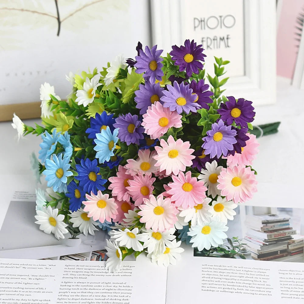 15-Head Faux Silk Daisy Bouquet | Wedding & Home Decor