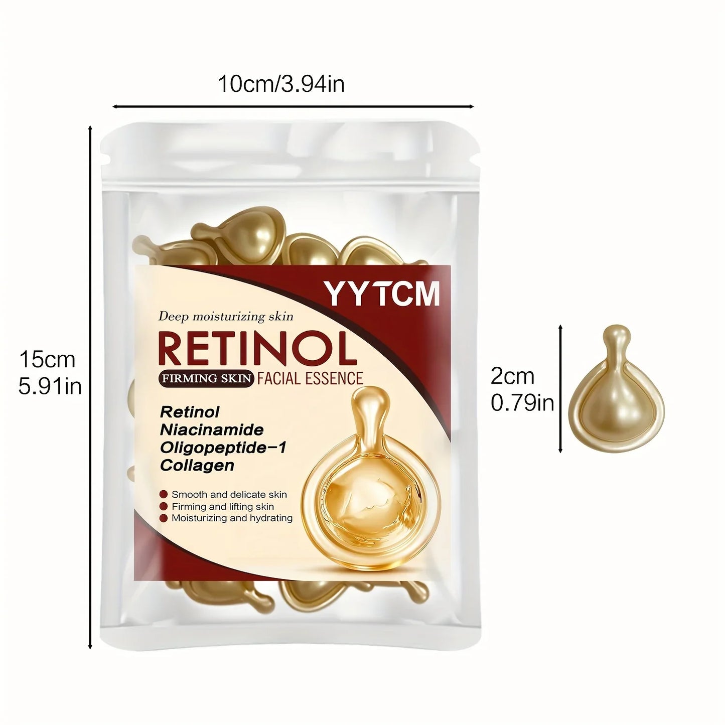 Retinol Face Serum Capsules – Collagen, Niacinamide | 30 Caps