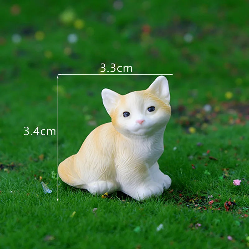1PC Animal Miniature Fairy Garden Doll House Decoration DIY Micro Landscape Resin Cat Ornament Kitten Figurine Home Decor Peaceful Pleasures Health and Wellness 1 Golden Cat