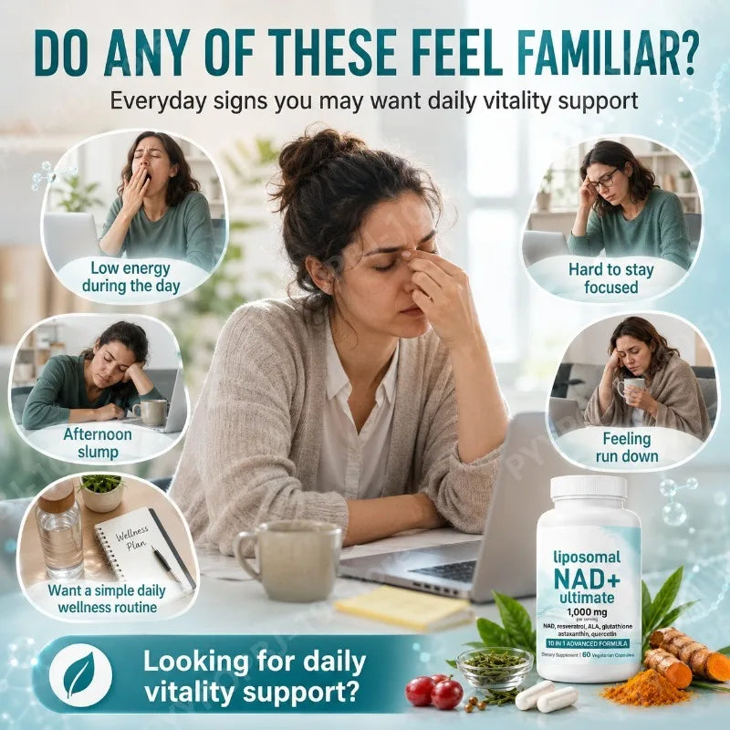 Liposomal NAD+ 1000mg 10-in-1 | Resveratrol & Glutathione – 60ct