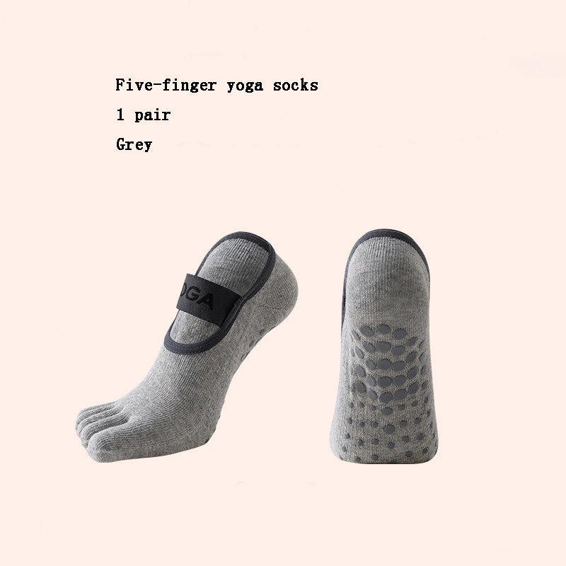 Anti-slip Cotton Sweat-absorbing and Wear-resistant Five-finger Floor Socks Women's Dance Practice Socks Pilates Socks Peaceful Pleasures Health and Wellness Gray EU35-40