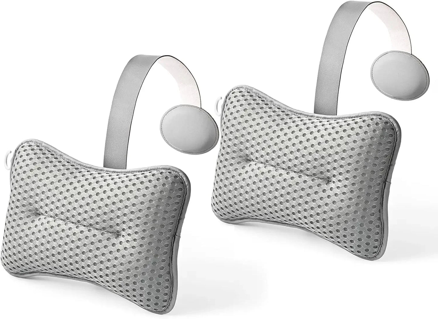 Large Hot Tub Pillow Set 2-Pack Grey – Universal Spa Headrest with Adjustable Strap Spa Accessories Peaceful Pleasures Health and Wellness United States