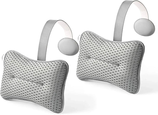 Large Hot Tub Pillow Set 2-Pack Grey – Universal Spa Headrest with Adjustable Strap Spa Accessories Peaceful Pleasures Health and Wellness United States