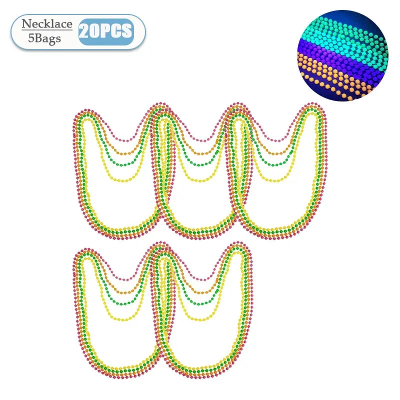 Neon Glow Bead Necklace & Bracelet Set – 4–40 PCS UV Party