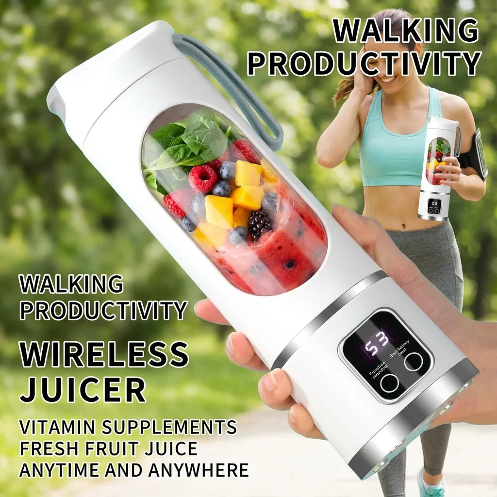 Mini Electric Juicer Cup 450ml – Digital Display & Crushed Ice