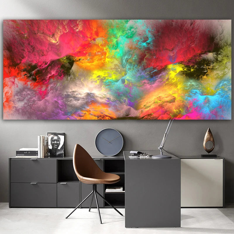 Grey Yellow Cloud Abstract Art Oil Painting Posters And Prints on Canvas Modern Art Independe Wall Picture For Living Room Decor Peaceful Pleasures Health and Wellness QP10215-C 40x80cm No Frame