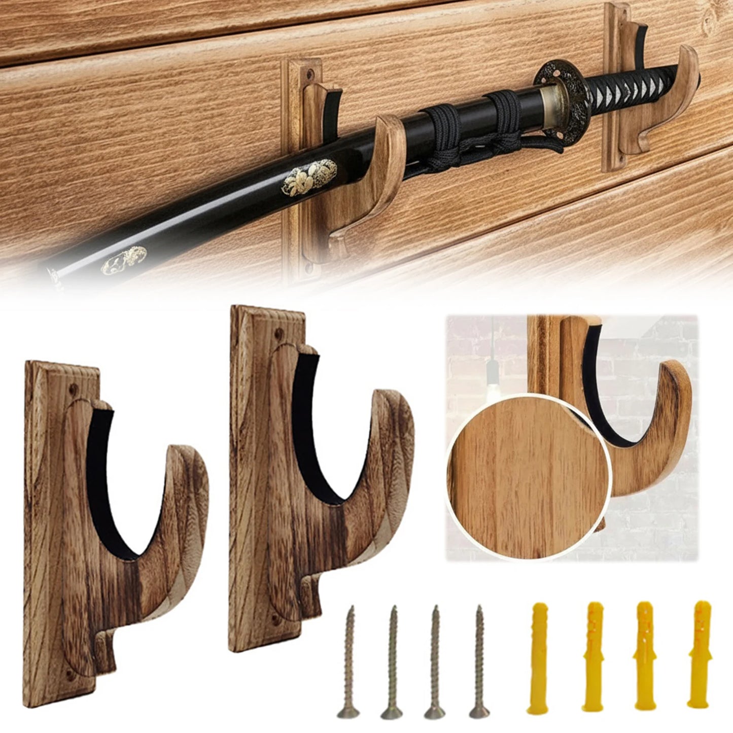 Wooden Wall-Mounted Gun Rack for Rifles, Shotguns & Bows