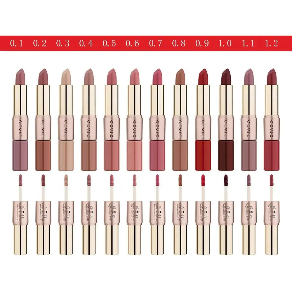 O.TWO.O 2-in-1 Matte Lipstick & Lip Gloss – 12 Colors