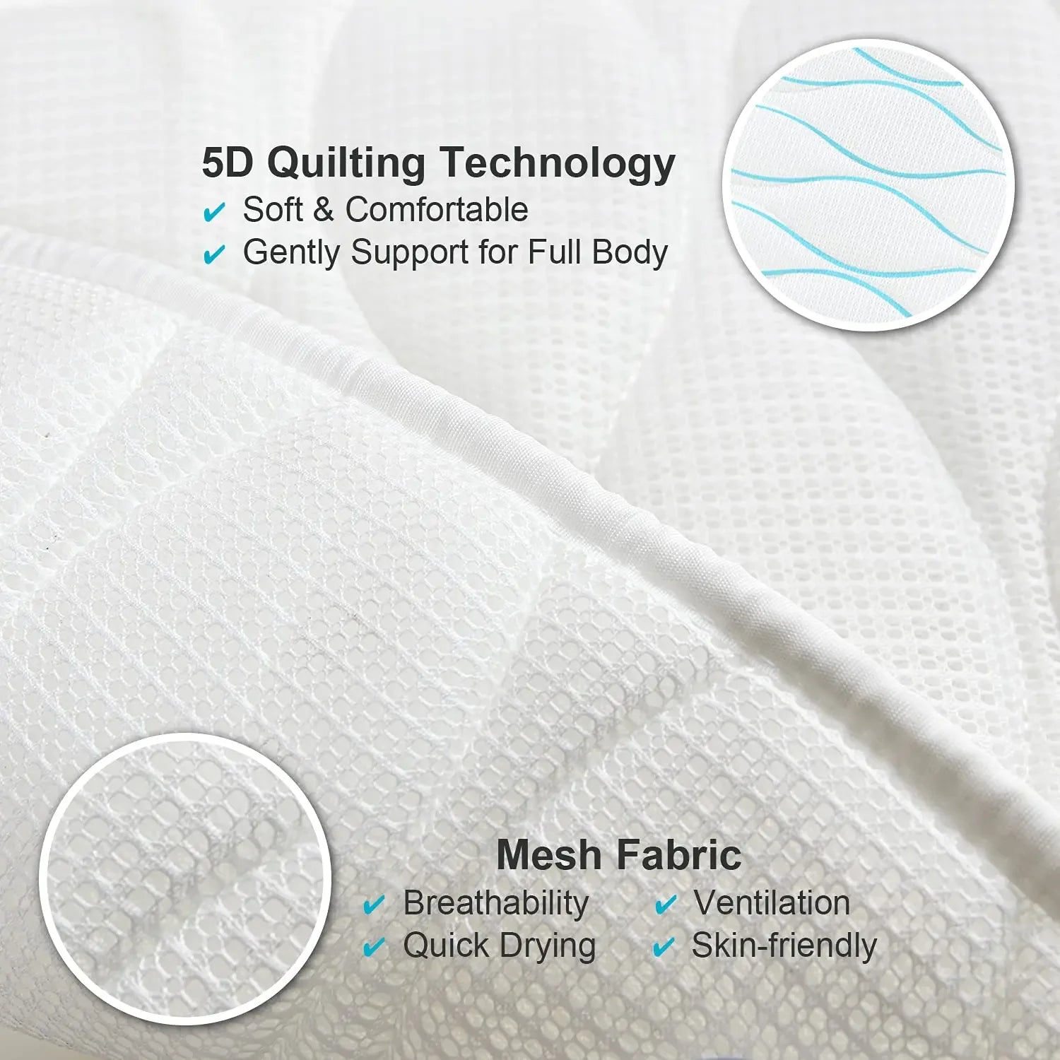 Full Body Bath Pillow with 21 Suction Cups & 5D Air Mesh Peaceful Pleasures Health and Wellness