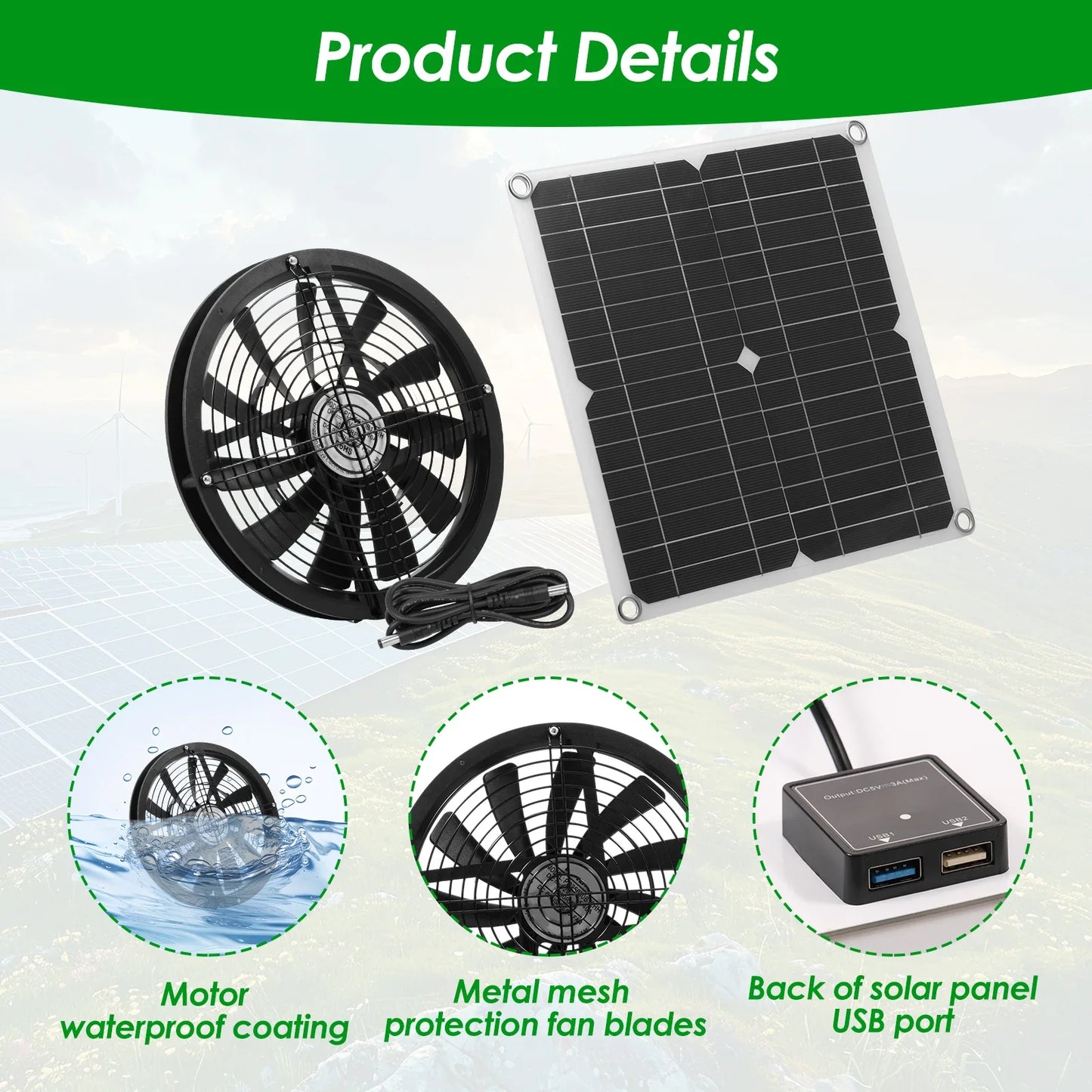 100W Solar Exhaust Fan – Chicken Coop, Greenhouse & Shed