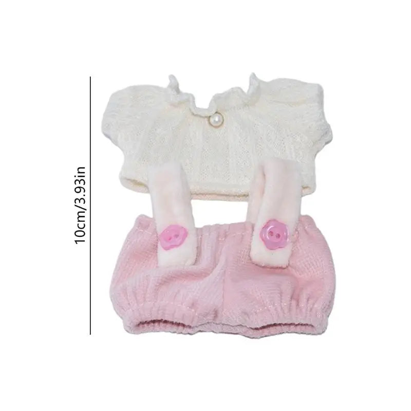 10cm Cotton Doll Outfit – Top & Overalls Fashion Clothes Set