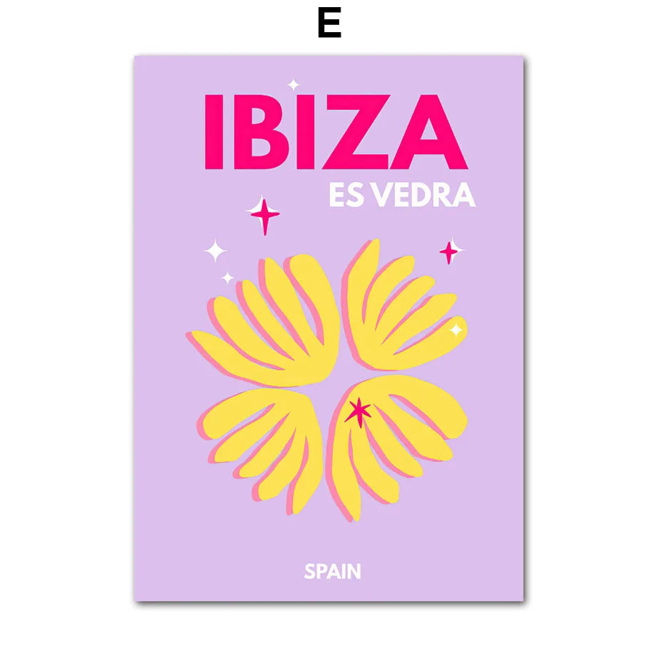 Ibiza Mykonos Miami Bondi Travel Canvas Wall Art Print