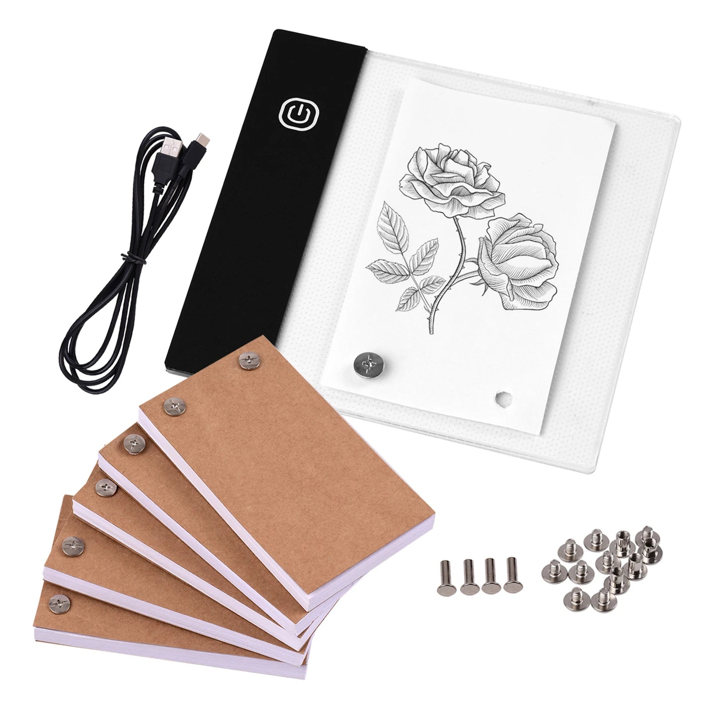 Mini Light Pad LED Lightbox Tablet Design Flip Book Hole 300 Sheets