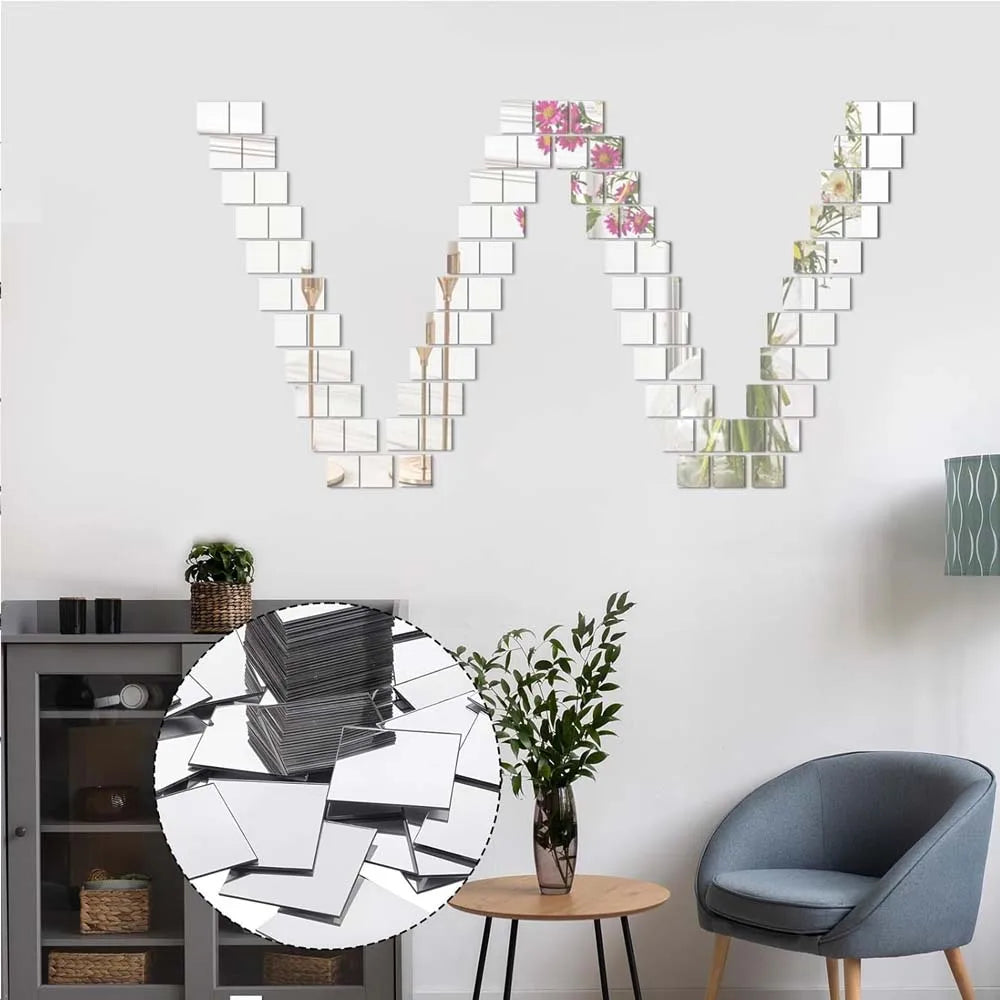 100pcs Self-Adhesive Mini Square Mirror Tiles 1cm | Mosaic Craft