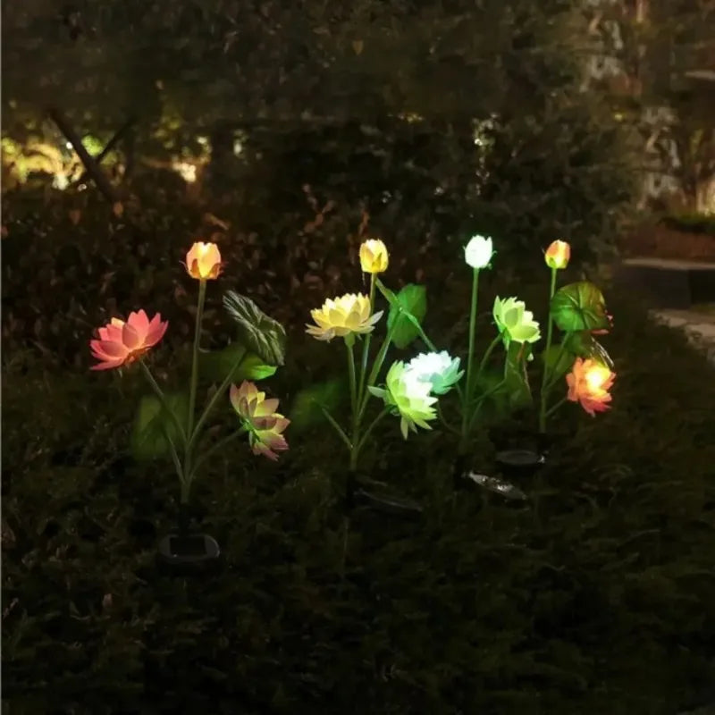 Solar Lotus Flower LED Garden Light | Outdoor Lawn Decor