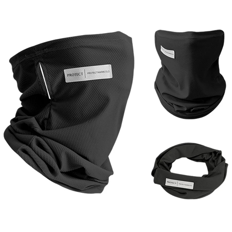 Summer Ice Silk Sunscreen Mask For Men Women Outdoor Cycling Face Cover Solid Color Neck Wrap UV Protection Ear Bandana Scarf Peaceful Pleasures Health and Wellness black