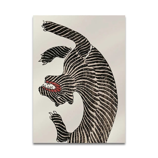 Taguchi Tomoki Japanese Vintage Animal Canvas Wall Art Unframed