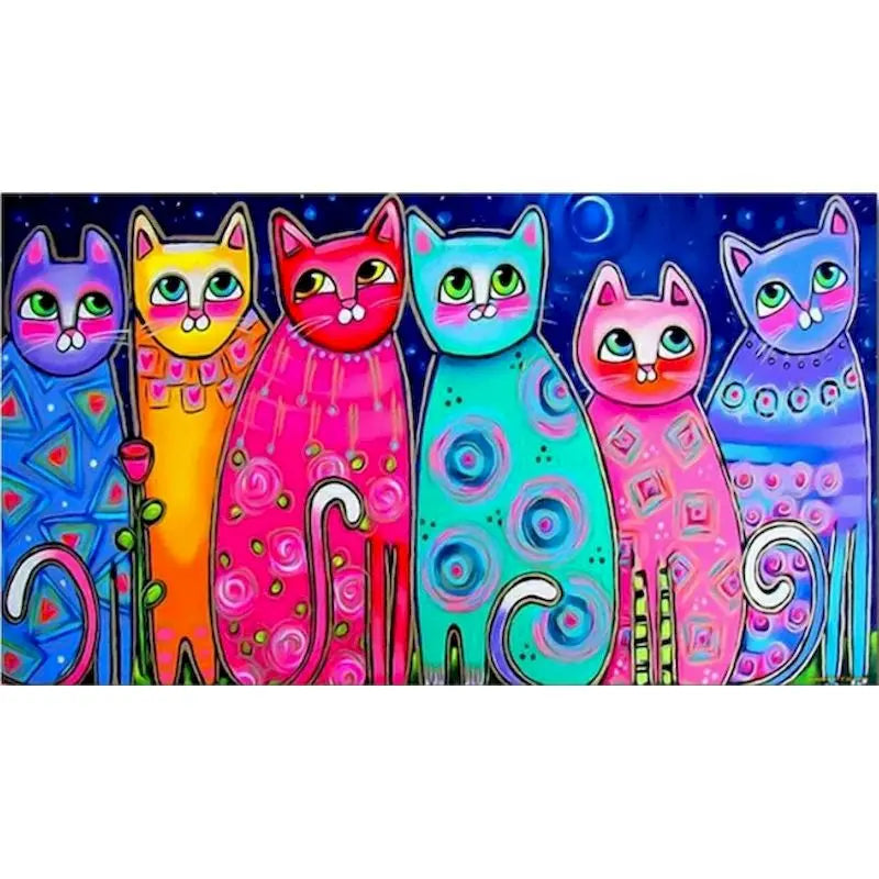 Abstract Cat Paint by Numbers Kit for Adults – 60x75cm Canvas