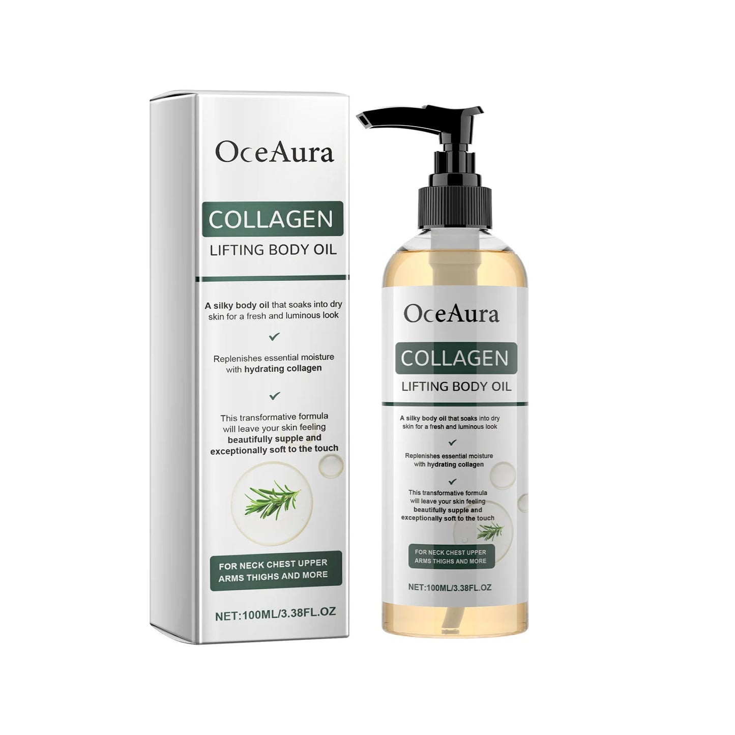 OceAura Collagen Lifting Body Oil – Firming & Anti-Aging 100ml Collagen Body Oil Peaceful Pleasures Health and Wellness 100ml boxed