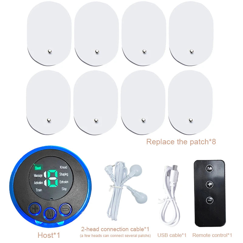LCD Display EMS Neck Back Electric Massage Cervical Vertebra Patch Body Neck Hip Toner Massger Remote 8 Modes 19 Level Peaceful Pleasures Health and Wellness A Black