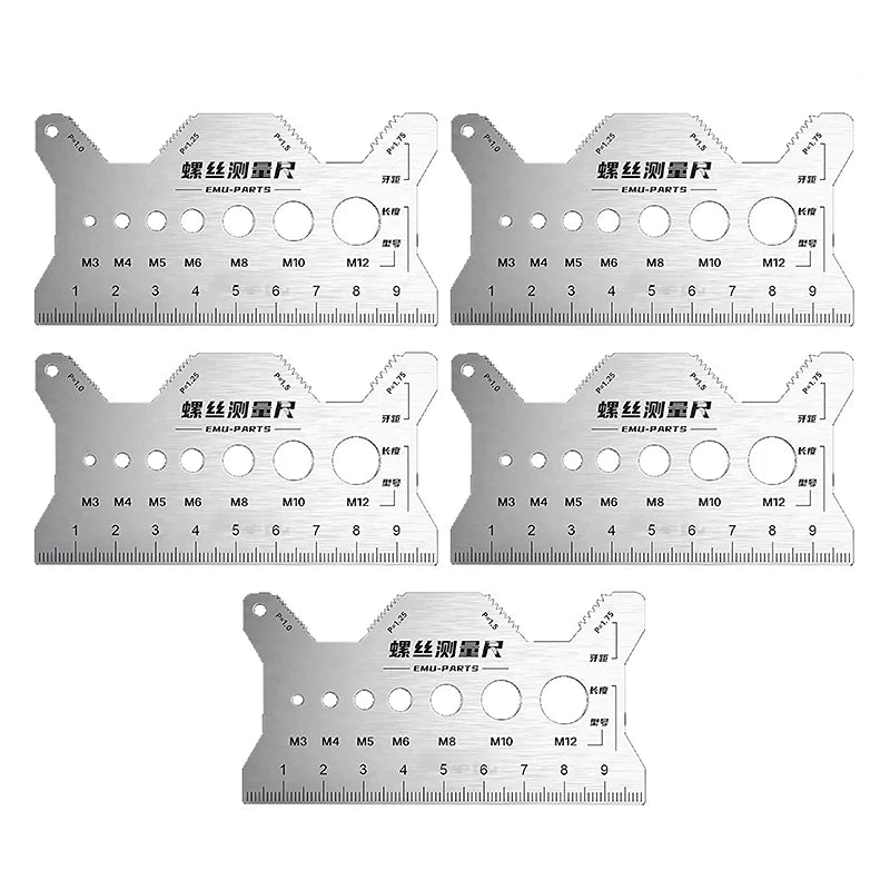 10*5cm Multi-purpose Stainless Steel Bolt Gauge Thread Checker Flat Double-Sided Screw Measuring Tool For Pattern Jewelry Watch Peaceful Pleasures Health and Wellness
