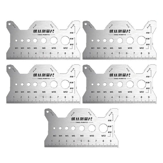 10*5cm Multi-purpose Stainless Steel Bolt Gauge Thread Checker Flat Double-Sided Screw Measuring Tool For Pattern Jewelry Watch Peaceful Pleasures Health and Wellness