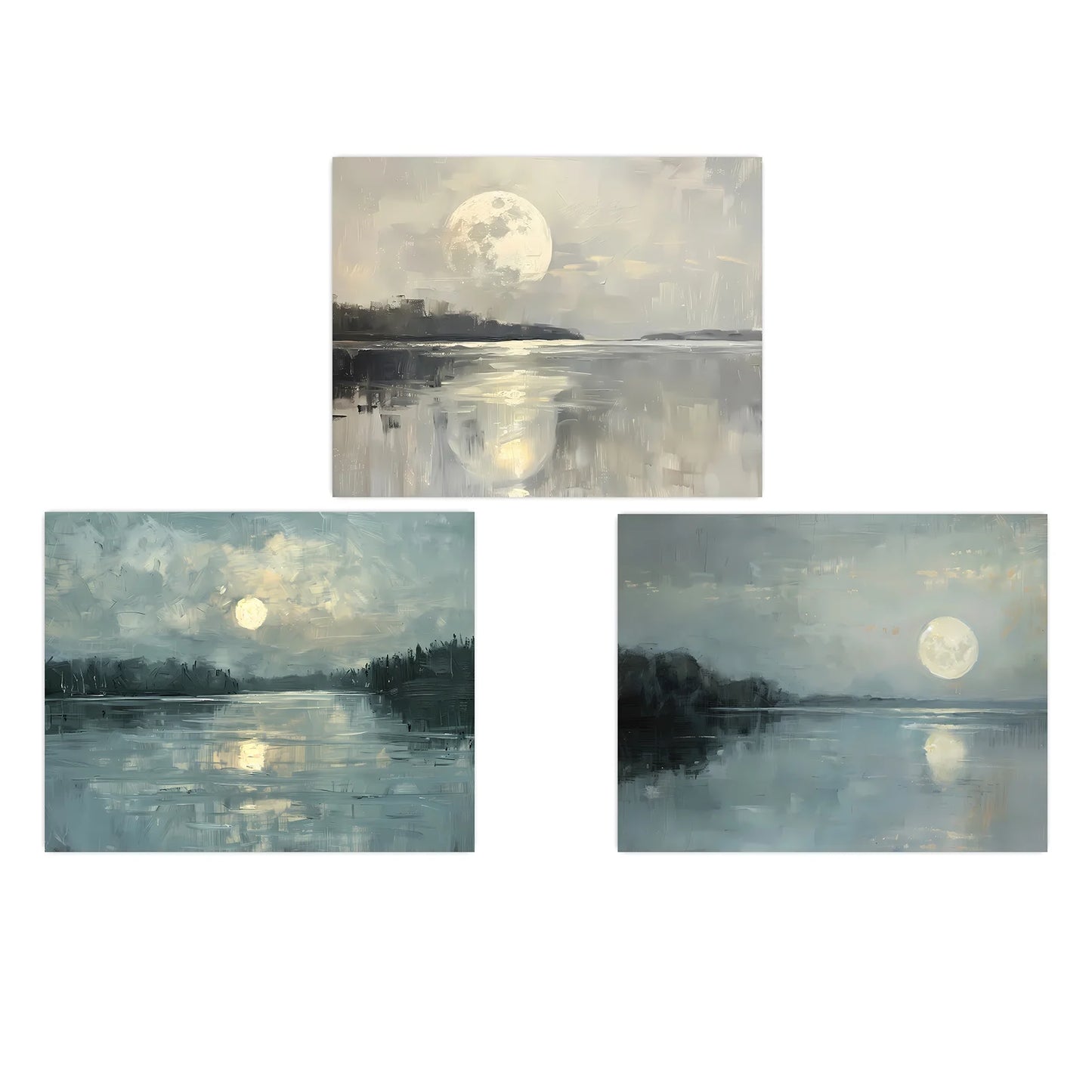Vintage Nordic Moonlight Landscape Canvas Wall Art | Unframed Canvas Wall Art Peaceful Pleasures Health and Wellness 01 20x25cm No Frame China Mainland