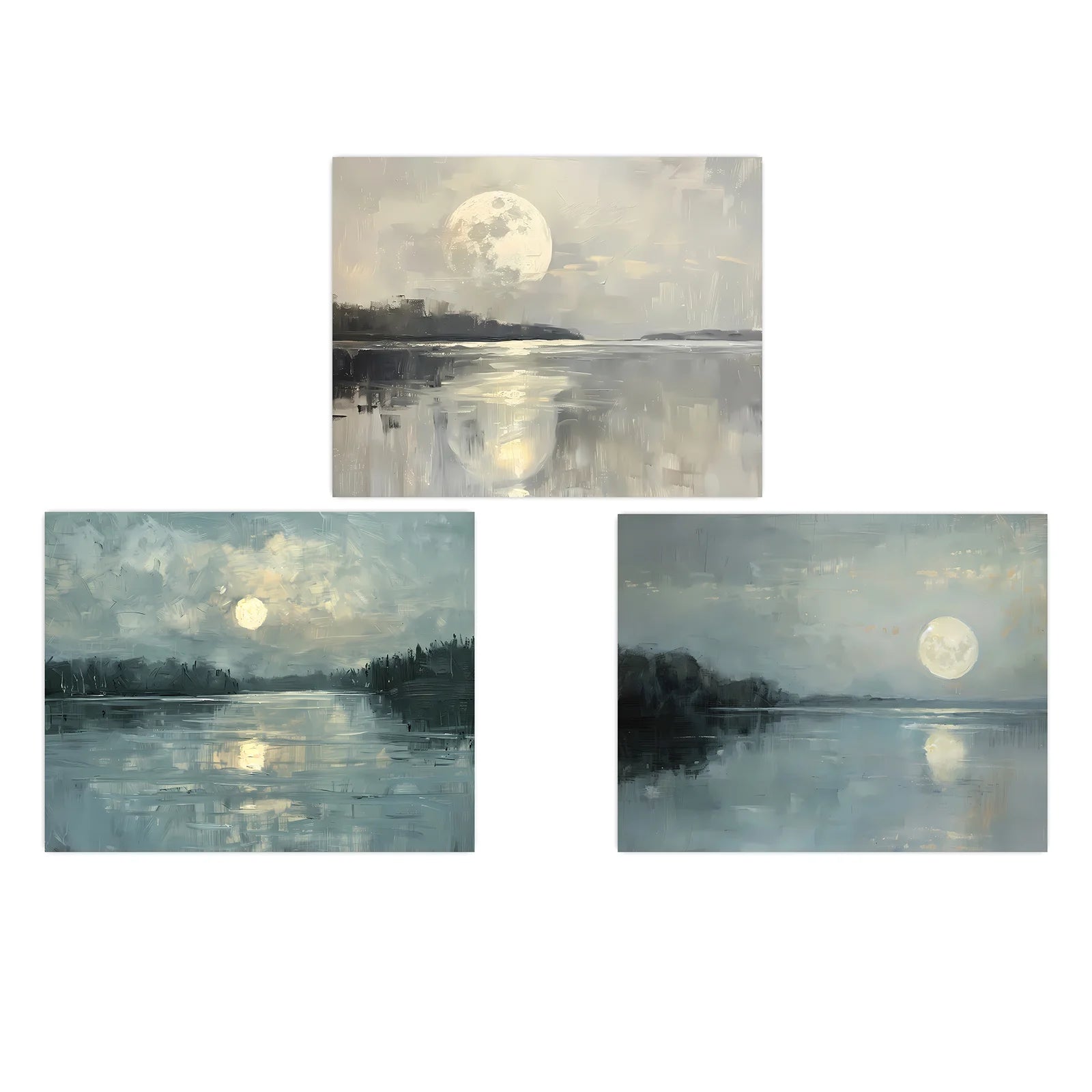 Vintage Nordic Moonlight Landscape Canvas Wall Art | Unframed Canvas Wall Art Peaceful Pleasures Health and Wellness 01 20x25cm No Frame China Mainland