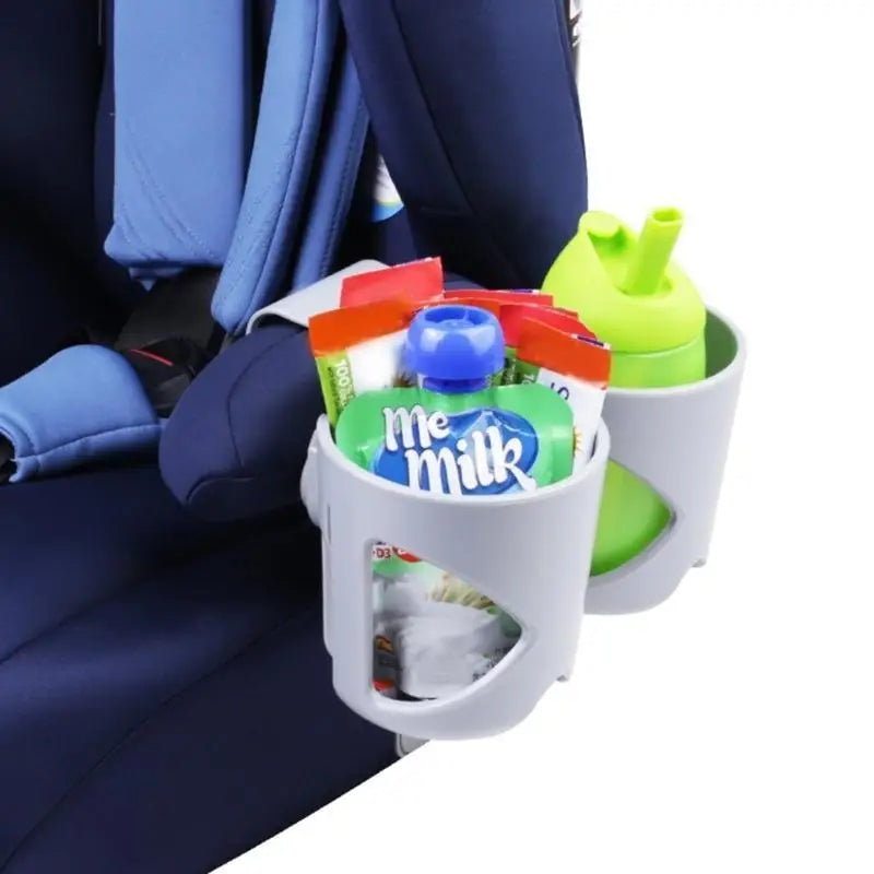 Double Slot Stroller & Car Seat Cup Holder – Nonslip Gray