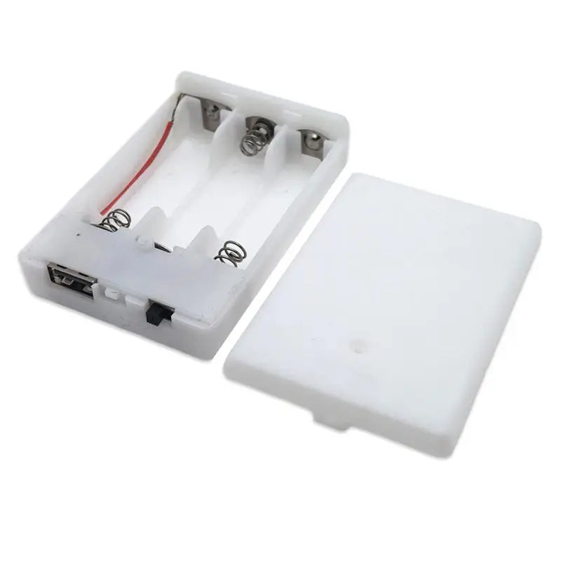 Black/White 3AA 4.5V Battery Box AA Battery Case AA Battery Holder With Switch AA Box 4.5V With Line Or With USB/Line Peaceful Pleasures Health and Wellness White