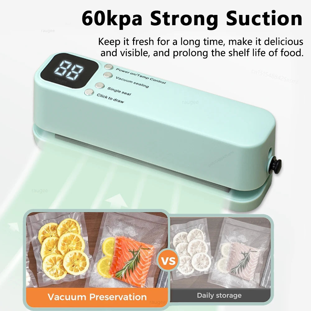 Food Vacuum Sealer USB Rechargeable Package Plastic Bag Mini Heat Sealer Portable Wireless Automatic Food Vacuum Sealing Machine Peaceful Pleasures Health and Wellness
