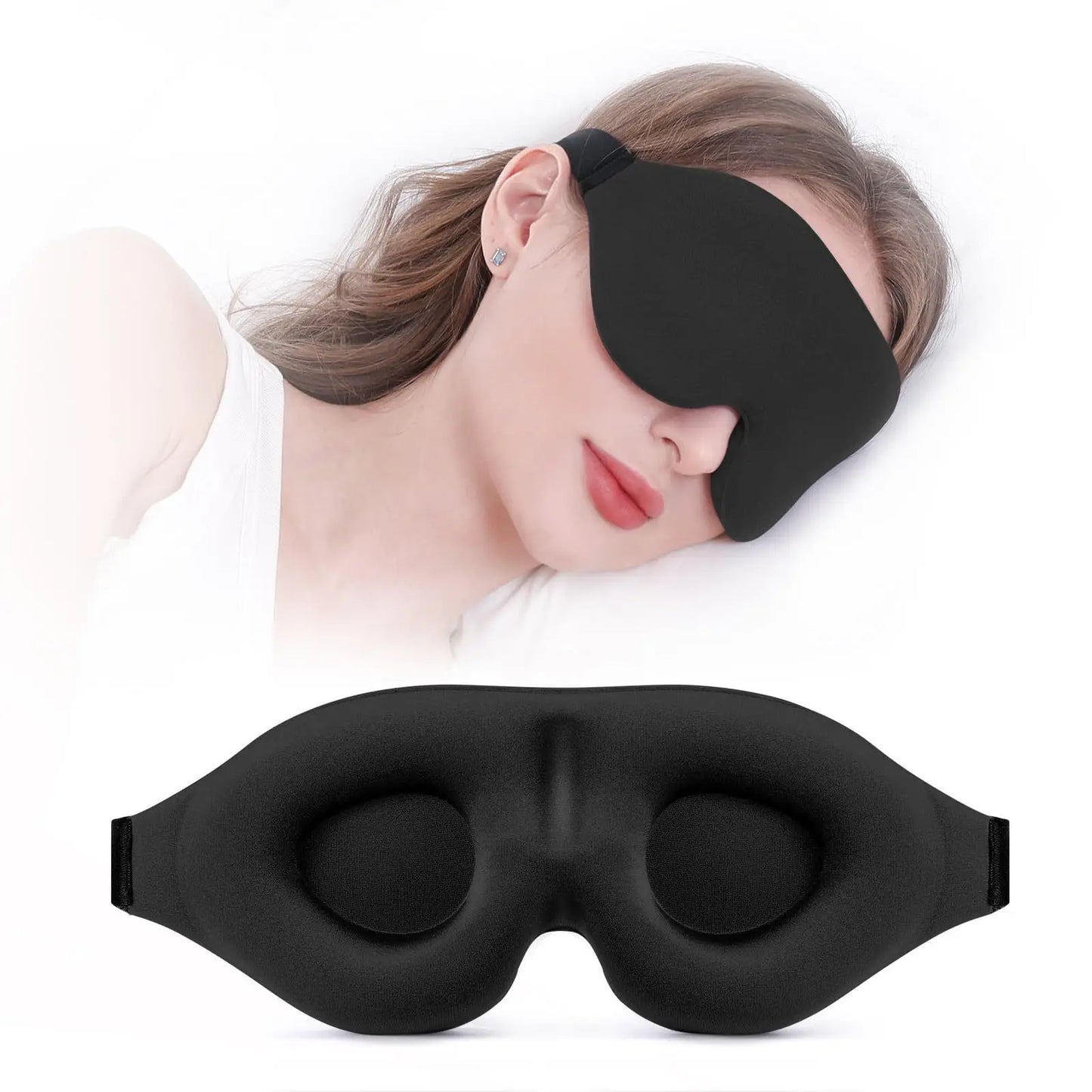 Eye Mask for Sleeping 3D Contoured Cup Blindfold Concave Molded Night Sleep Mask Block Out Light with Women Men Peaceful Pleasures Health and Wellness black