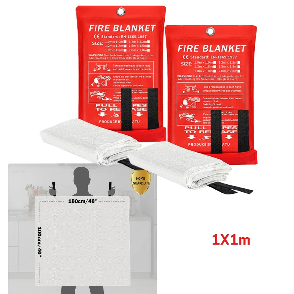 Fire Blanket 1/1.2/2M Easy & Quick Unfolding Fire Blanket Lightweight Emergency Fire Blanket for Home Kitchen Garage Office Peaceful Pleasures Health and Wellness 2Pcs 1M