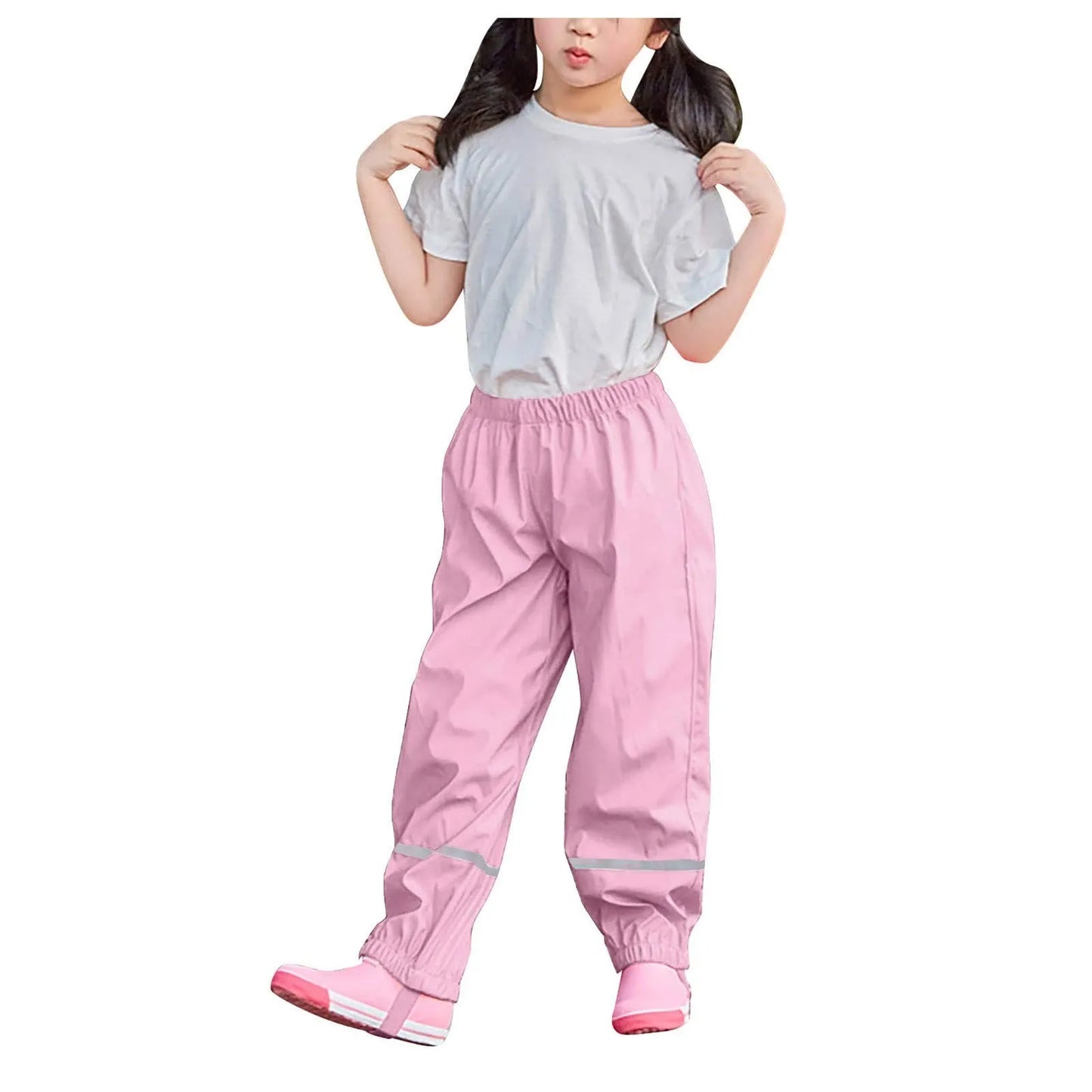 Children's Solid Color Loose Pencil Wind And Waterproof Mud Trousers Breathable Multi-function Casual Trouser For Boys And Girls Peaceful Pleasures Health and Wellness Pink 122